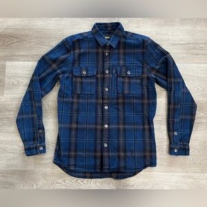 Globe Flannel Plaid Heavy Snap Button Down Long Sleeve Shirt Jacket Shacket